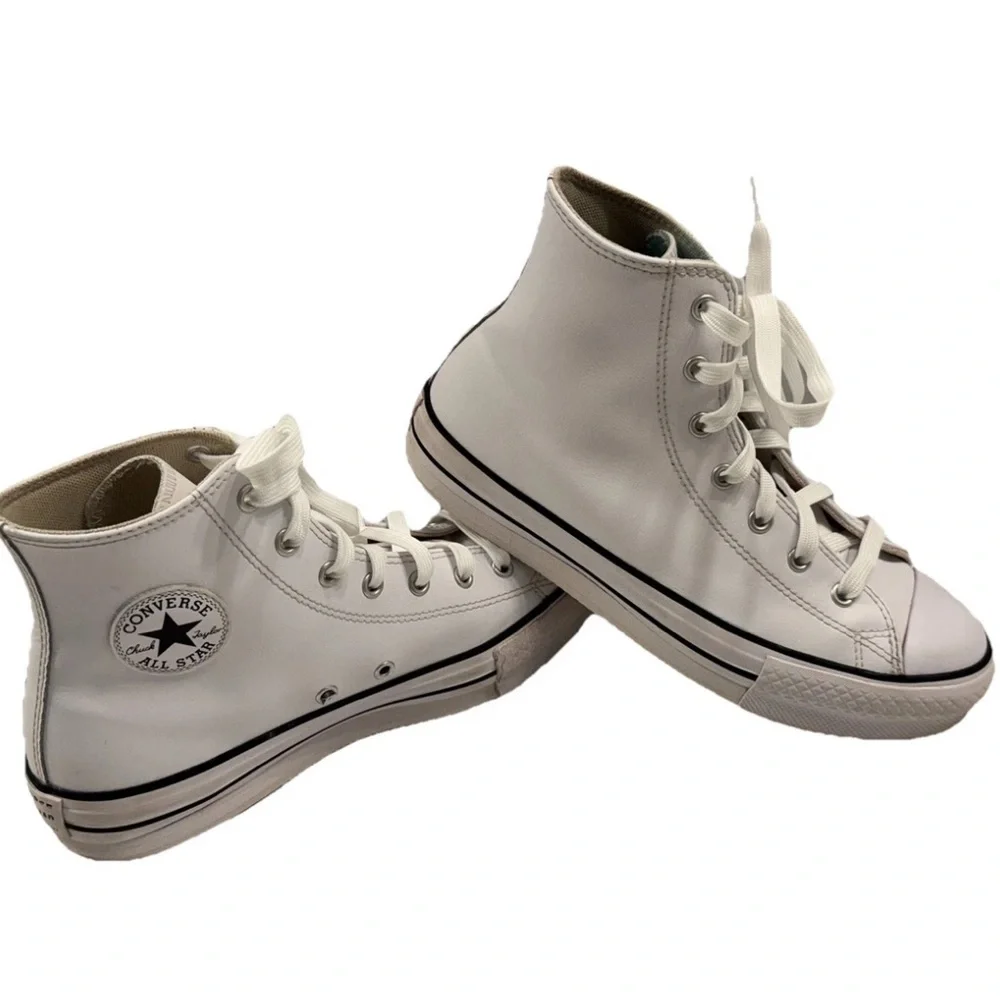 Converse Chuck Taylor All Star Lift Leather High‎ White Kid’s 6 Sneakers